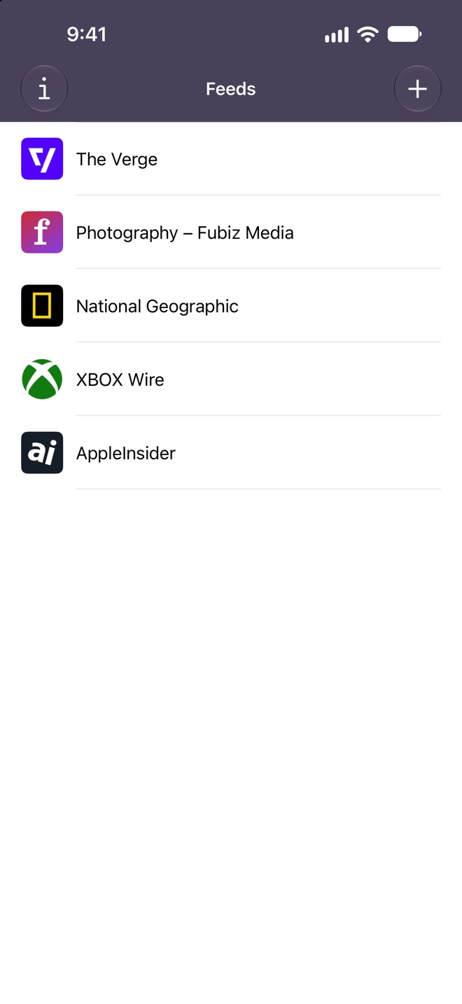 Feed list on iPhone