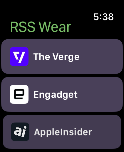 Apple Watch feed list